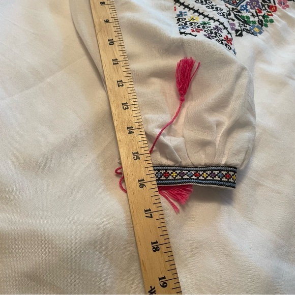 Ukrainian Embroidered Cross Stitch Folk Blouse-Size Medium/Large-Heavy Cotton - Picture 7 of 12